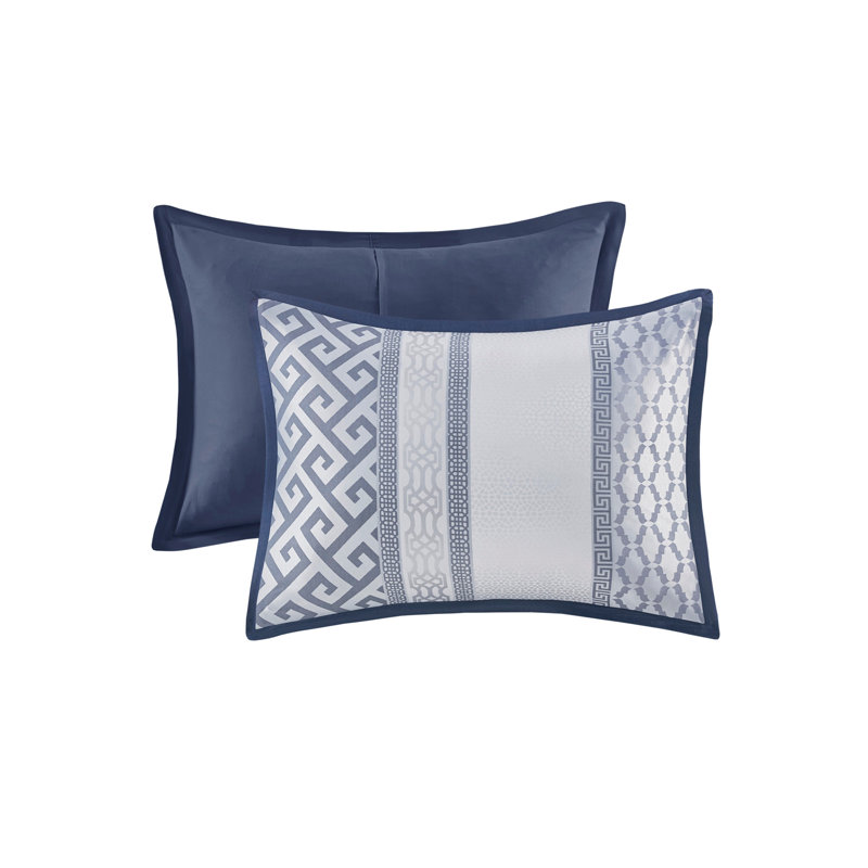 7 Piece Jacquard Comforter Set Navy