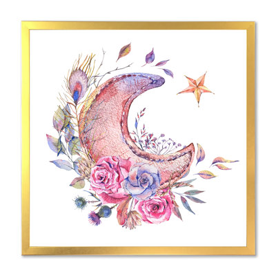 Reproduction d'art sur toile rose et mauve avec roses II - Bohème et éclectique