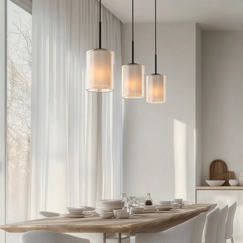 Luminaire suspendu pour îlot de cuisine 3 lumières Bauman