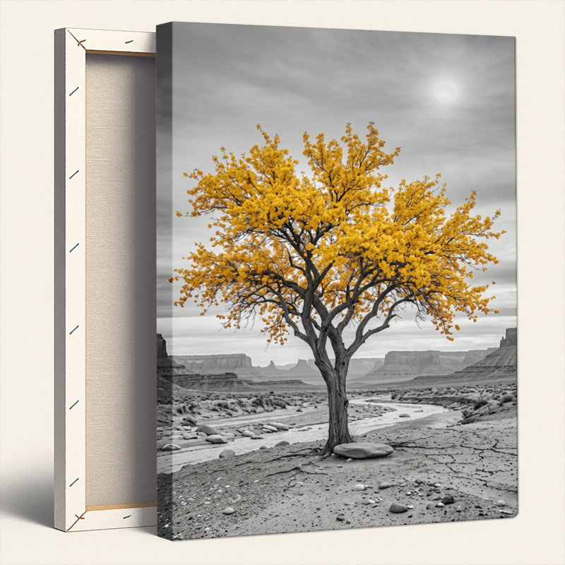 Arbre jaune, reproduction d'art sur toile, ensemble de 1, Wrapped Canvas, H 30 po x l 20 po