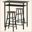 Ensemble de table de bar et de chaises à hauteur de comptoir 3 pièces, table de salle à manger compacte avec 2 tabourets assortis, tablette de rangement et repose-pieds