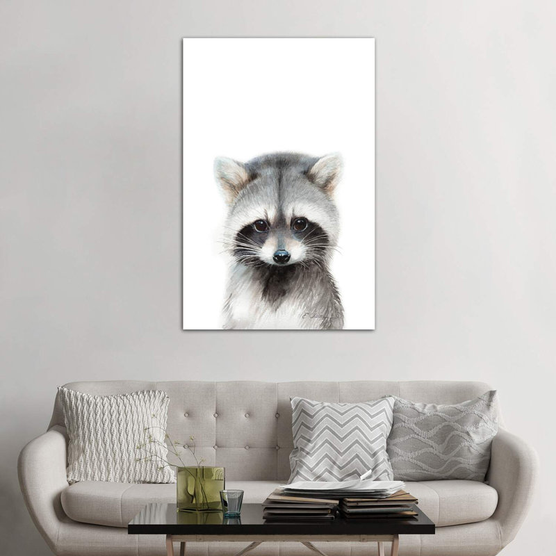 Baby Raccoon - Wrapped Canvas Painting, 152.5 cm H x 101.5 cm W