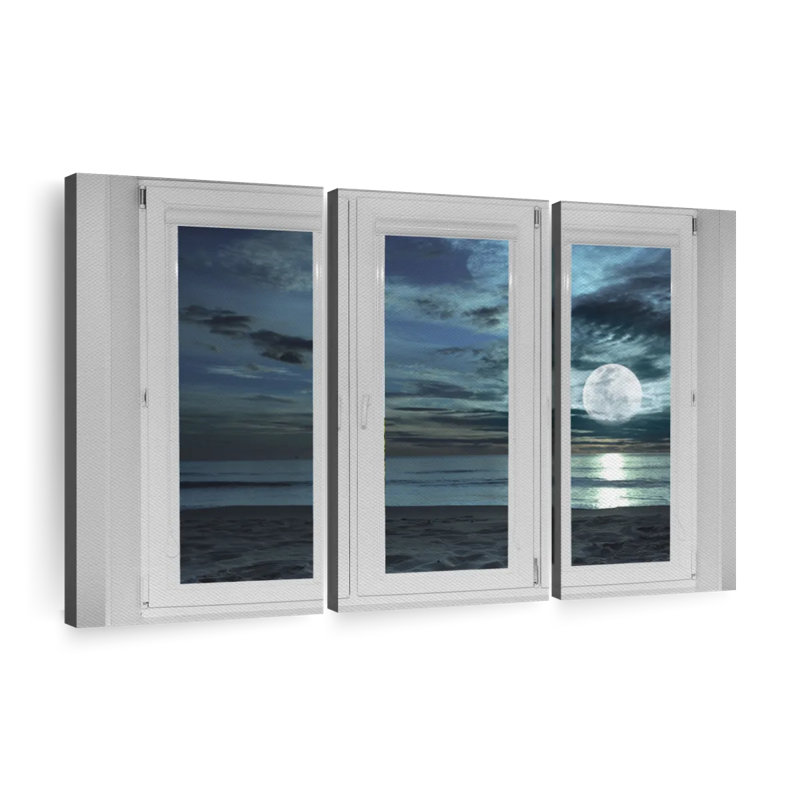 «Window to Moonlit Beach», reproduction sur toile, H 45 po x l 28 po x P 1,25 po