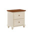 Table de chevet 22,9 po Mid-Century moderne avec station de recharge en bois massif brun et blanc