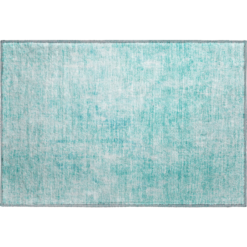 Premium Machine Washable Brittney Teal Rug, Rectangle 1'8" x 2'6"