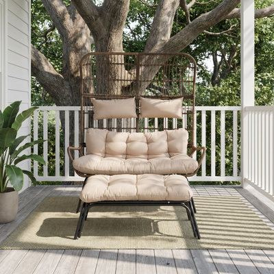 Ensemble de causeuse et de repose-pieds pour 2 personnes avec coussins et housses lavables