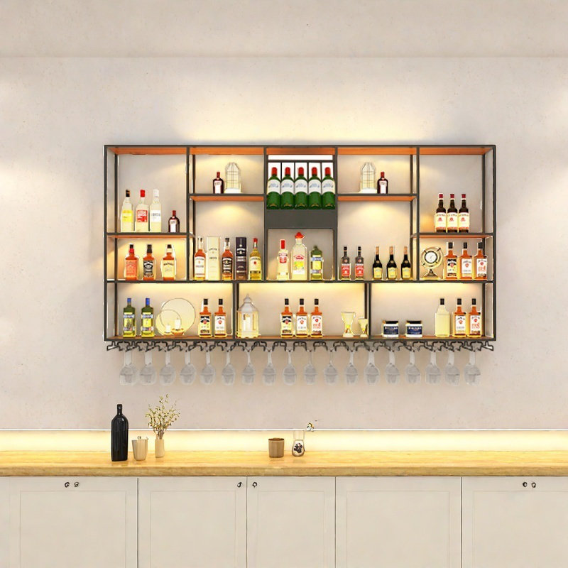 Multi-Tier Display Rack Restaurant Wine Rack, 47.2" H x 98.4" W x 7.8" D