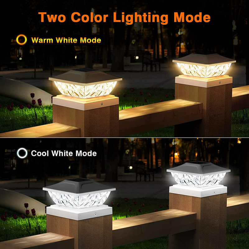 White LED Solar Powered Fence Post Cap Lights Multipack