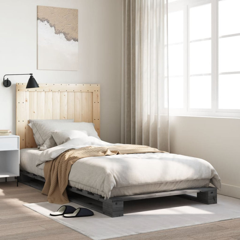 Oakfield Solid Wood Bed, Grey, DE Size - 100 x 200 cm