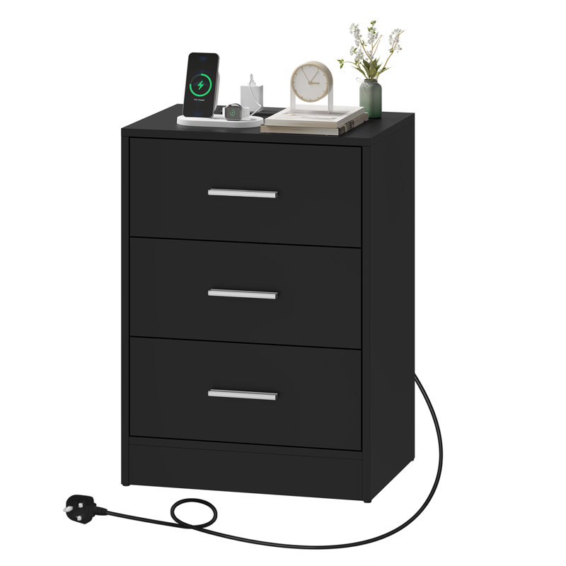 39cm W Bedside Table, Black
