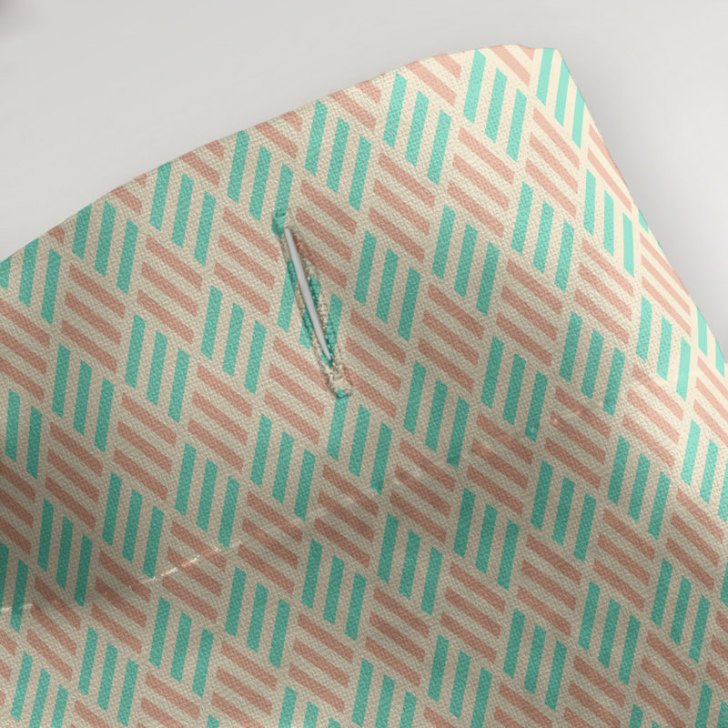 Rideau simple art déco, Teal/Orange Stripe 1
