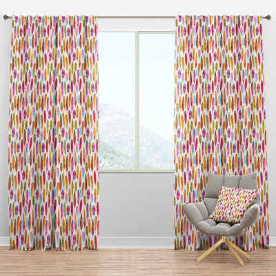 Pattern with Colorful Feathers - Abstract Curtain - Velvet Room darkening - 1 panel