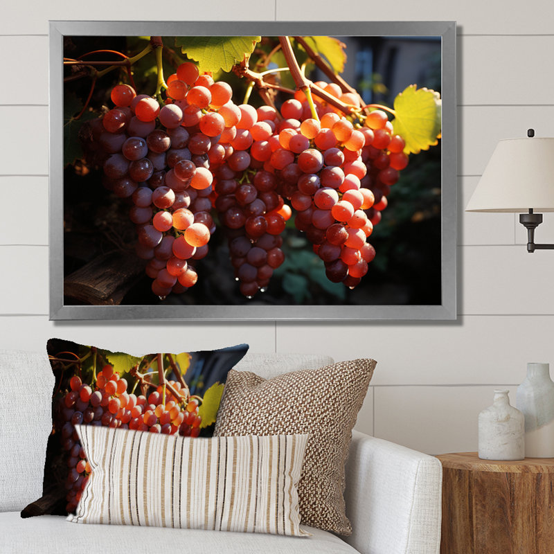 Scenic Vineyard Golden Harvest, H 30 po x l 40 po x P 1,5 po, Cadre simple argenté