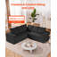 Canapé modulaire modulaire, siège modulaire en L à assise profonde, canapé modulaire Cloud avec éponge à haute rebond et densité, canapé rembourré en velours côtelé avec coussin pour le salon, la chambre à coucher, noir