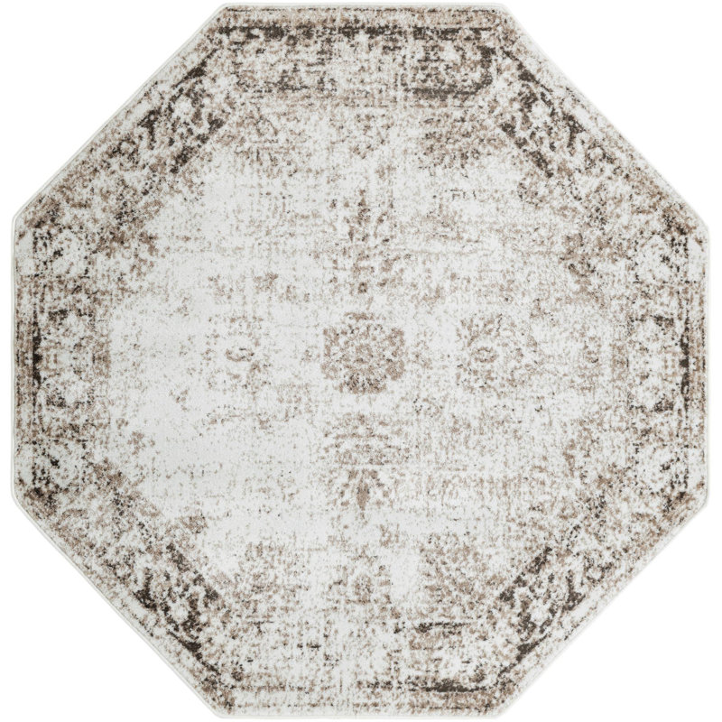 Tapis rond kaki Mangine Ikat, Octogone 6 pi 1 po x 6 pi 1 po