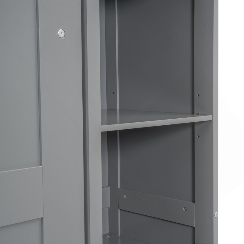 Lit escamotable double pleine grandeur avec tablettes et lumières DEL, gris