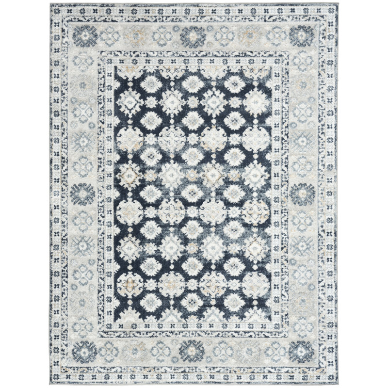 Tapis d'intérieur bleu marine 4 pi x 6 pi Nourison Dekor, Rectangle 4pi x 6 pi