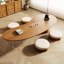 Table basse incurvée en bois massif et acrylique Burlywood-109014334