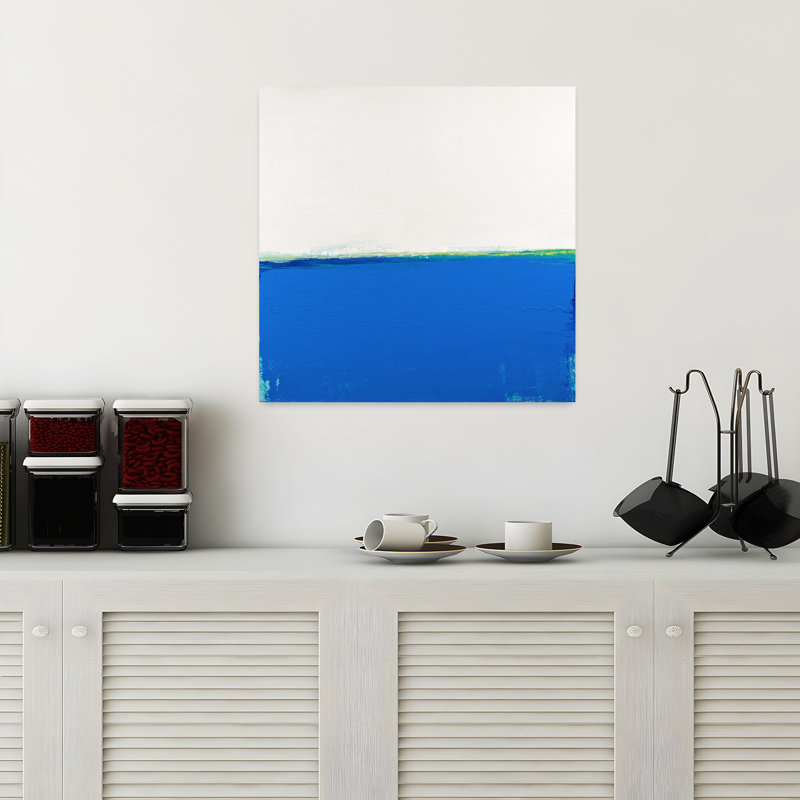 Art contemporain abstrait ouvert bleu, H 18 po x l 18 po