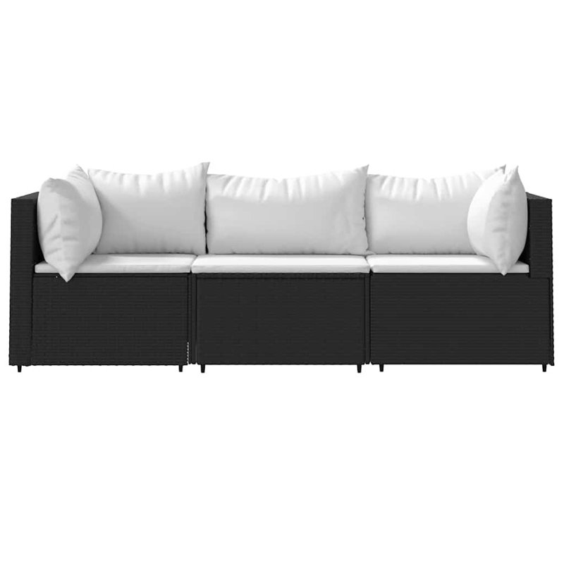 24.8'' Wide Patio Sectional Set with Cushions, Black, White