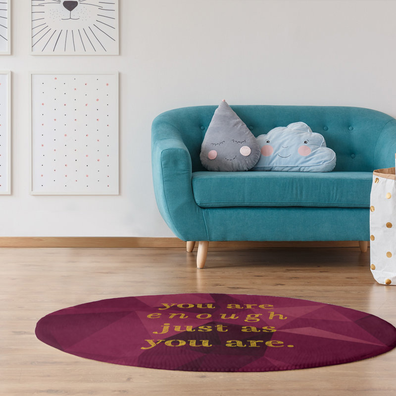 Faux gemme vous êtes assez tapis poly-chenille, Rond 5 pi