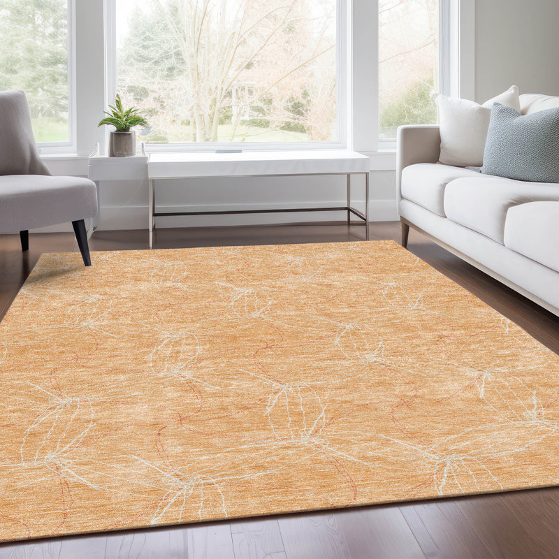 Premium Machine Washable Prisco Peach Rug, Rectangle 10' x 14'