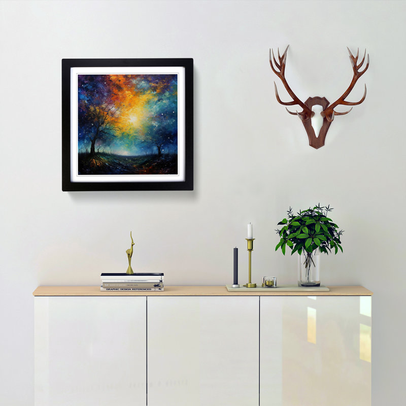 Single Picture Frame Print on Wood, Black