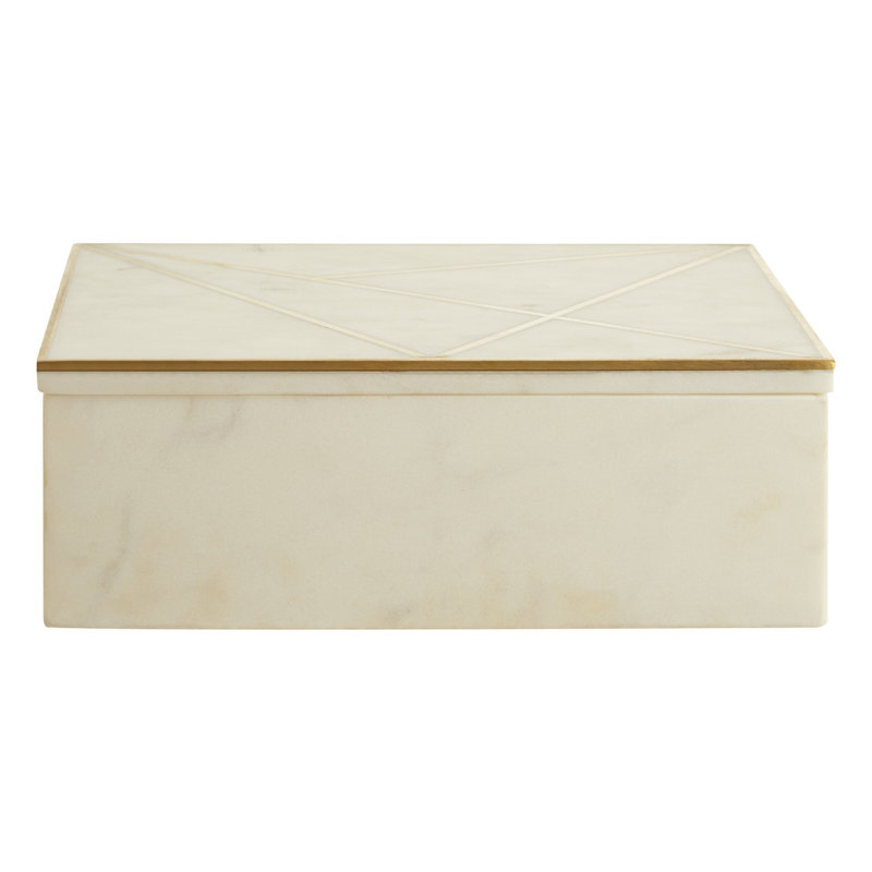 Siri Handmade Marble Decorative Box, 8cm H x 23cm W x 18cm D