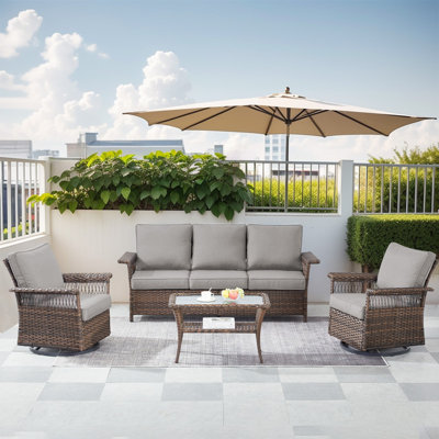 Quinaya Wicker 5 - Person Patio Conversation Set with Cushions