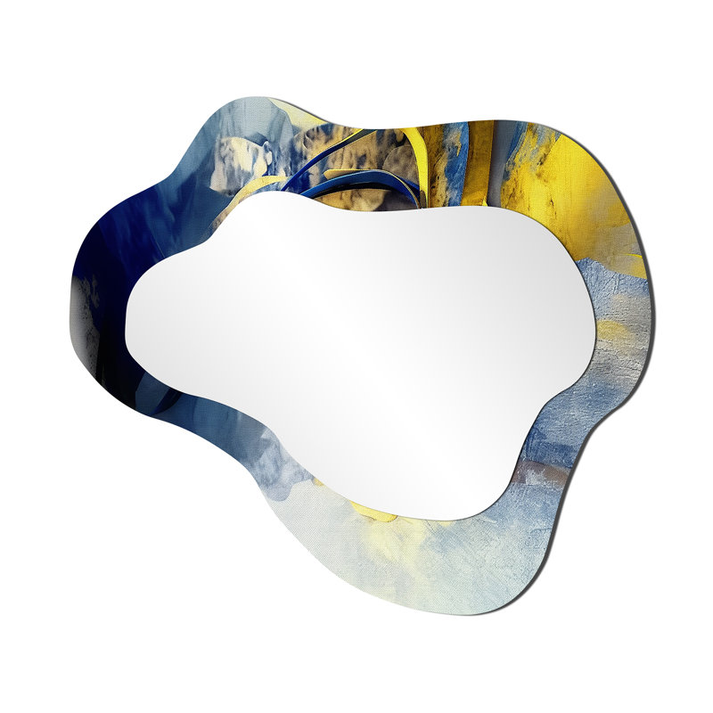 Southern Sunrise Abstract Expressionism I - Abstract Collages Cloud Decorative Mirror, Modern Asymmetrical Large Wall Mirror, Printed Metal Art