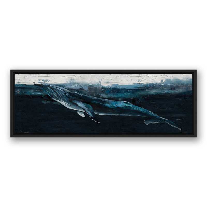 Impression d'une baleine profonde sur toile, H 13,75 po x l 37,75 po x P 1,75 po, Cadre flottant