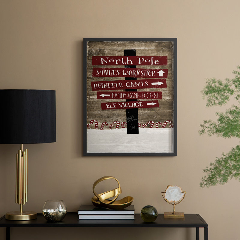 North Pole Framed Print - Solid Wood, 30" H x 24" W, Black