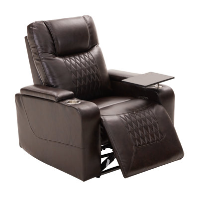 Lackner Power Recliner Chair with Hidden Arm Storage, USB Charging Port and 360° Swivel Tray Table by Orren Ellis