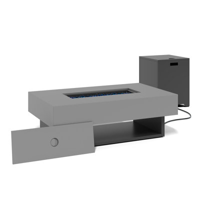 Outdoor Rectangular Steel Fire Pit Table With Hidden Fuel Tank