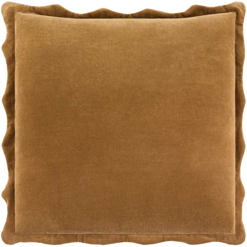 Coussin décoratif à bords festonnés Collier, H 18 po x l 18 po, polyester, Brun clair