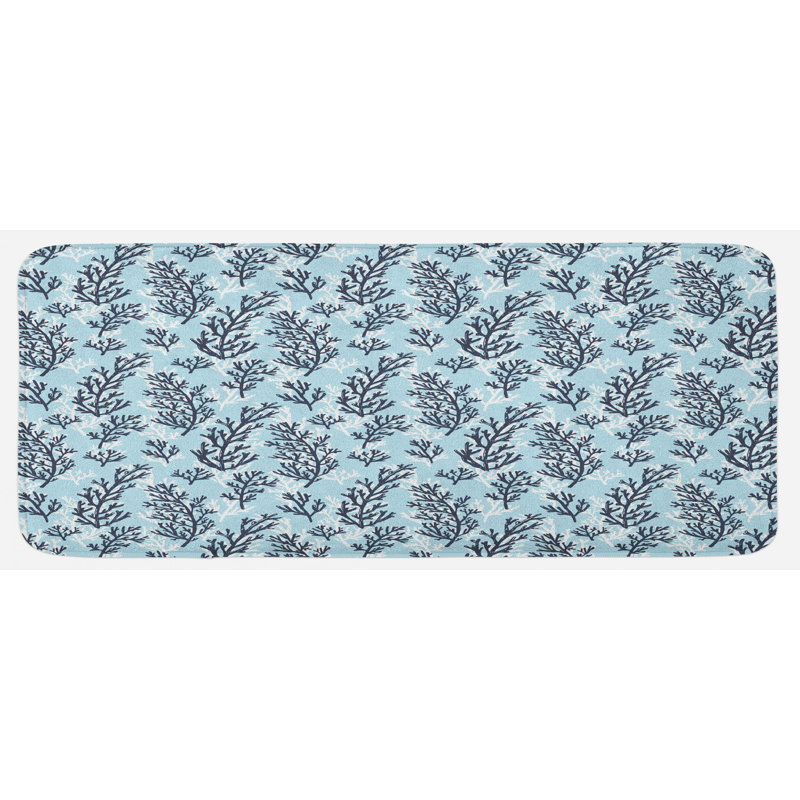 Coastal Floral Synthetic Kitchen Mat