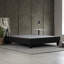 Structure de lit contemporaine en tissu d'ameublement moderne gris foncé pour lit double