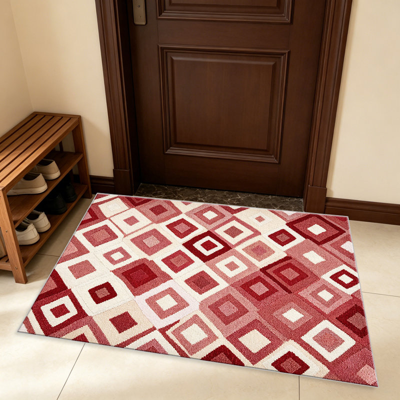 Blush & Red area rugs for Living Room, Soft and Comfortable, Suitable for all seasons, easy to maintain, machine washable Indoor floor mat, Under Table Farmhouse suitable for Bedroom, Dining Room, Study,  Balcony, Home Decor Patio