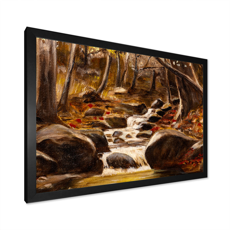 «Little River in the Blooming Forest», reproduction sur toile, H 16 po x l 32 po x P 1 po, Cadre noir