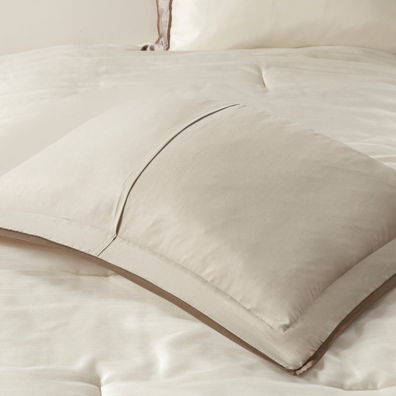 7 Piece Comforter Set Taupe/Brown Queen