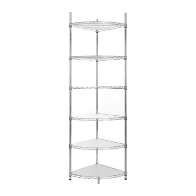 Étagère de coin en métal à 6 niveaux avec étagère de rangement en métal robuste