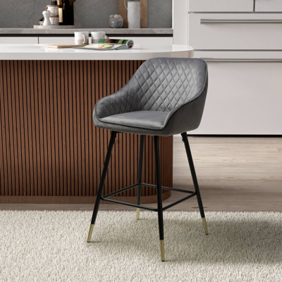 Adedeji Upholstered Counter Stool with Metal Frame