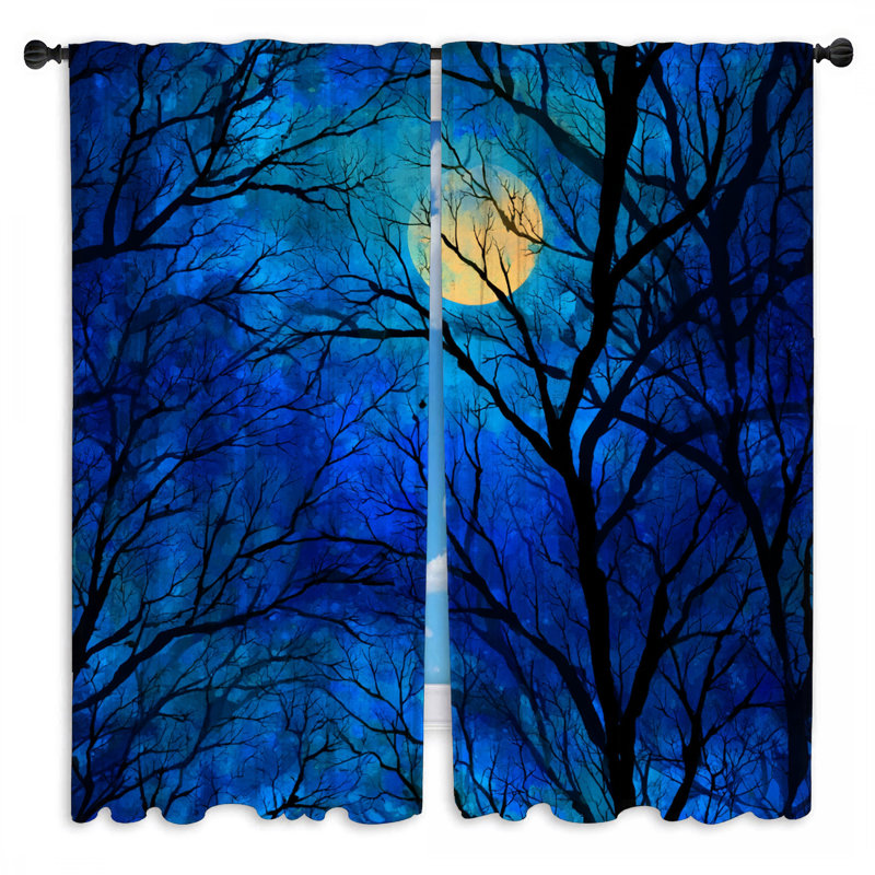 Rideaux obscurcissants Moonlit Trees, 40in x 80in - 2 panels, Obscurcissement de chambre