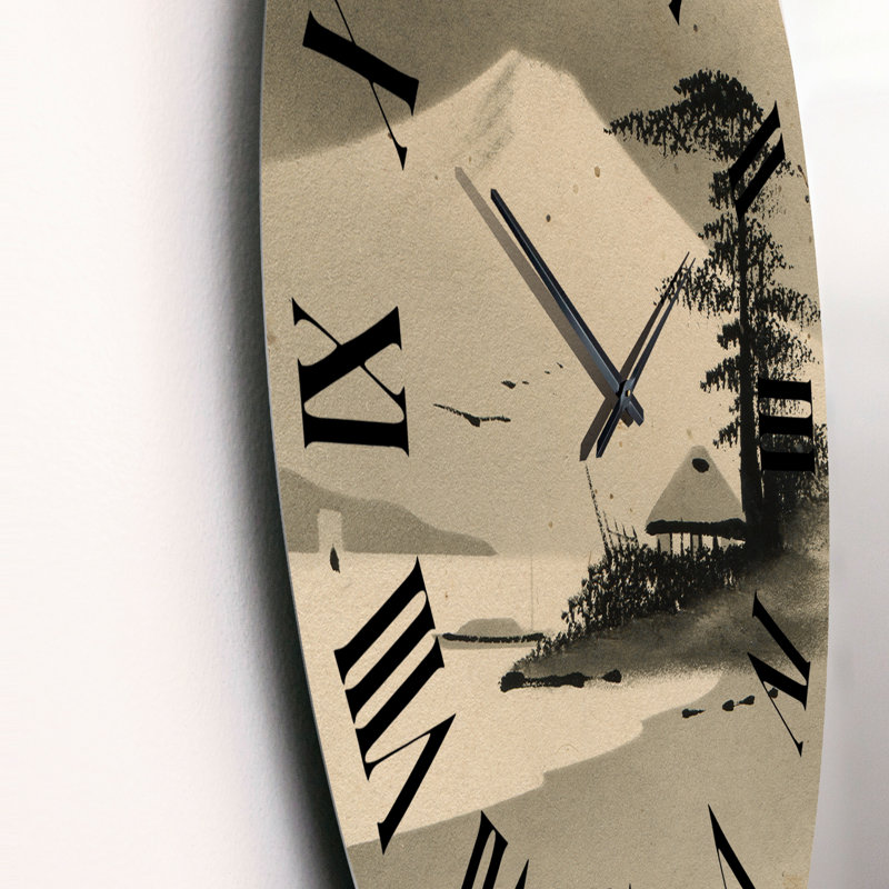Paysage d'hiver avec la montagne Fuji - horloge murale, Petit