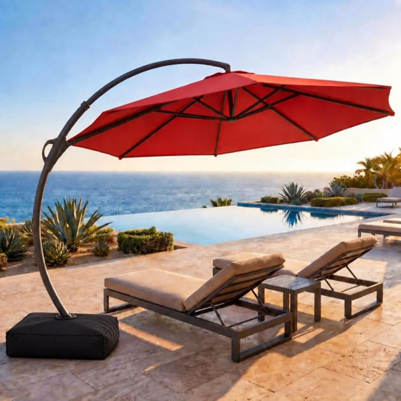 Parasol de jardin avec cadre en fer et poteau avec base lestée