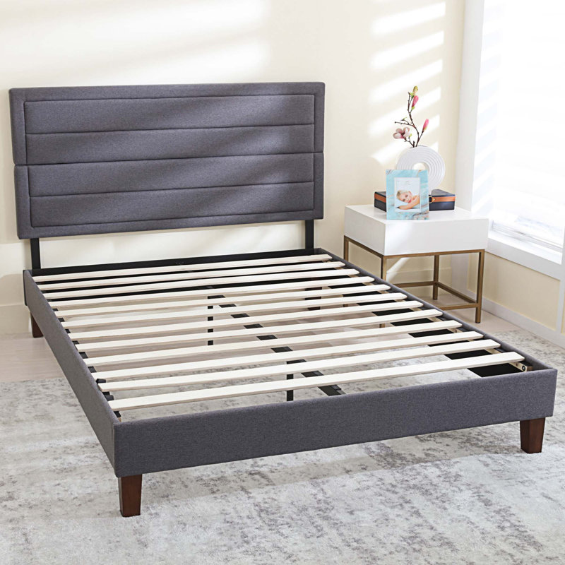 Lit tapissier Groverson, Gris foncé, Simple
