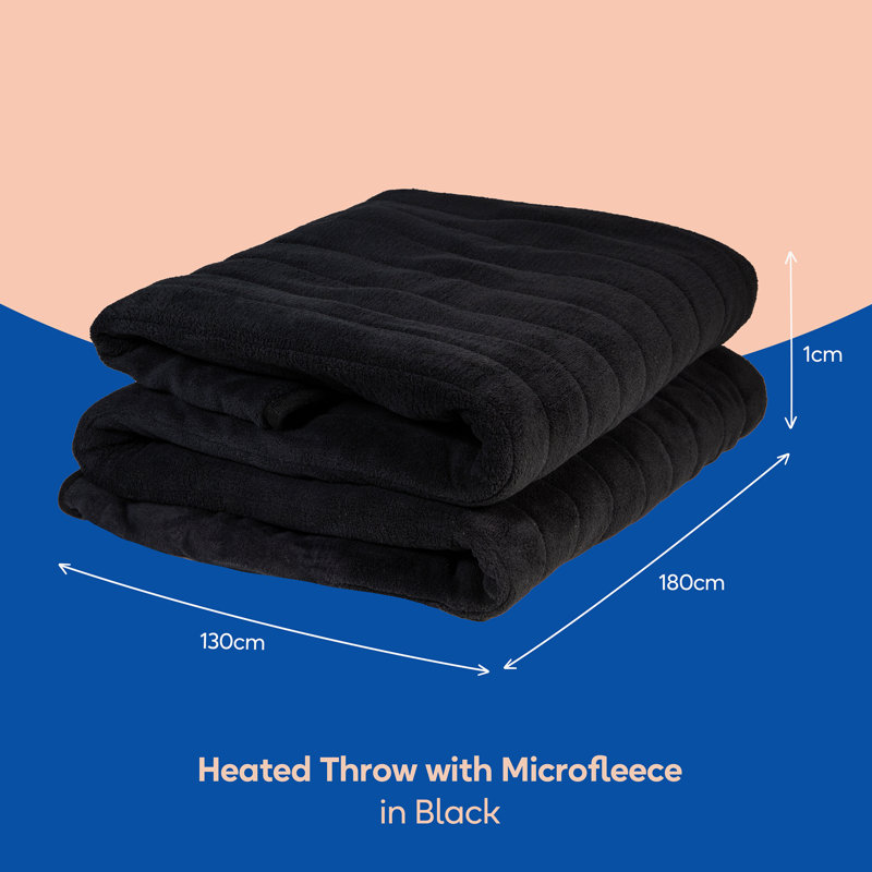 Russell Hobbs Rhht1004bla Heated Throw W/microfleece In Black