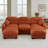 Compression Cozy Sectionals, Orange Chenille Modern Modular Home Sofa