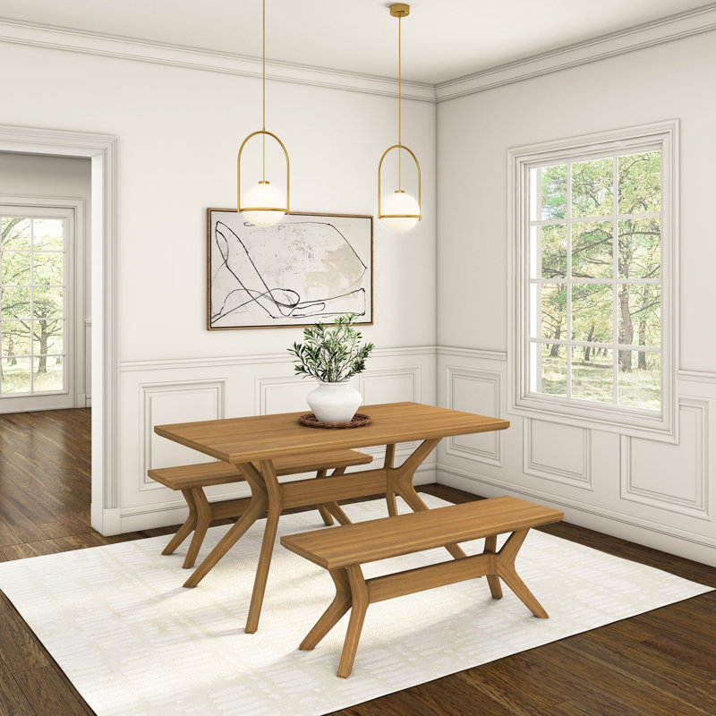 Muhsina X-Leg Dining Bench, Pecan