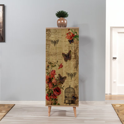 Armoire à chaussures Nostalgic, chêne Sonoma, 19,7 po x 53,1 po x 15 po | 100% panneau de particules enduit de mélamine, épaisseur: 0,7 pouce | Pieds de charme, poignées en métal et en corde, revêtement UV | Fixation murale avec de nombreuses tablettes pour un rangement supplémentaire
